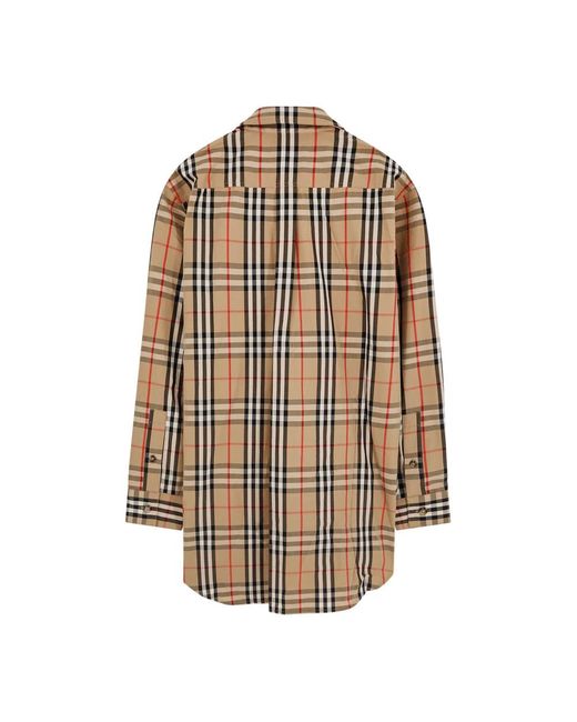 Burberry Natural Cotton Shirt With Check Print