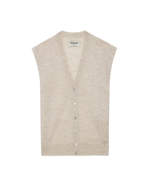 Zadig & Voltaire Natural Vasky Jewel Cardigan 100% Merino Wool