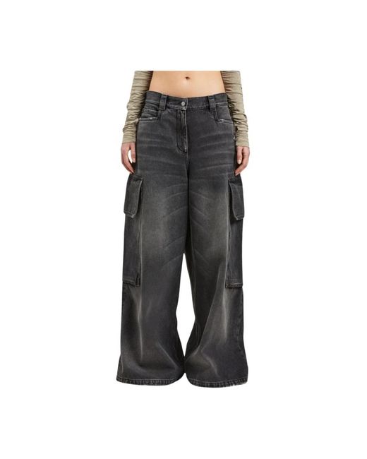 Palm Angels Gray Wide Jeans