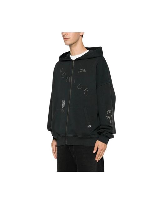 Palm Angels Black Zip-Throughs for men