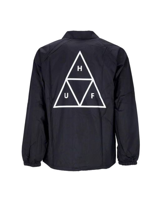 Huf Jassen ,Zwart ,Polyester Zwarte Essentials Coaches Jack Waterafstotend in het Blue voor heren