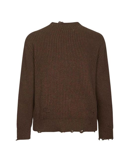 MM6 by Maison Margiela Brown V-Neck Knitwear for men