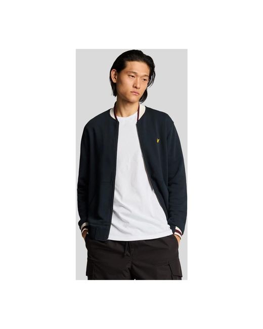 Lyle & Scott Jassen ,Blauw ,Katoen Half Tipped Jersey Bomber in het Blue voor heren