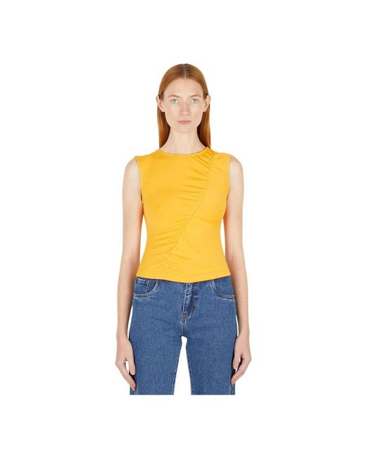 Wynn Hamlyn Yellow Sleeveless Tops