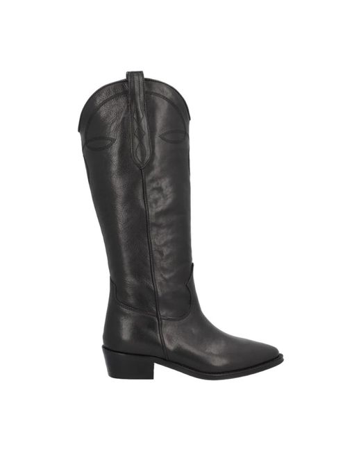 Alpe Black Schwarzer casual leder stiefel