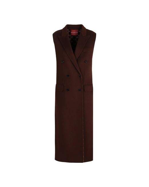 Gucci Wollen Double-Breasted Jas in het Brown