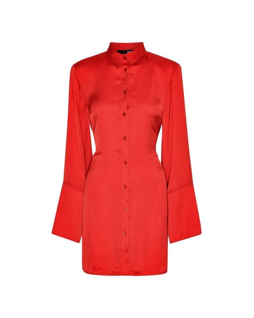ROTATE BIRGER CHRISTENSEN Red Rotes Hemdkleid Mit Klassischem Kragen