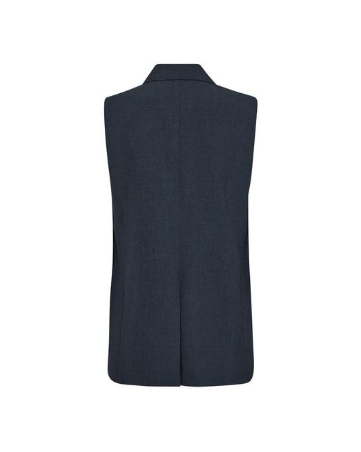Mos Mosh Jassen ,Blauw ,Polyester Elegante Vest Met Klassieke Kraag in het Blue