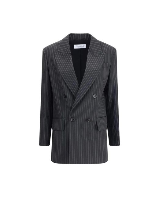 Max Mara Jassen ,Zwart ,Wol Mattia Tailored Blazer in het Blue