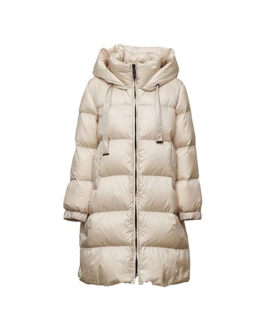 Max Mara Midi Quilted Puffer Coat in het Natural