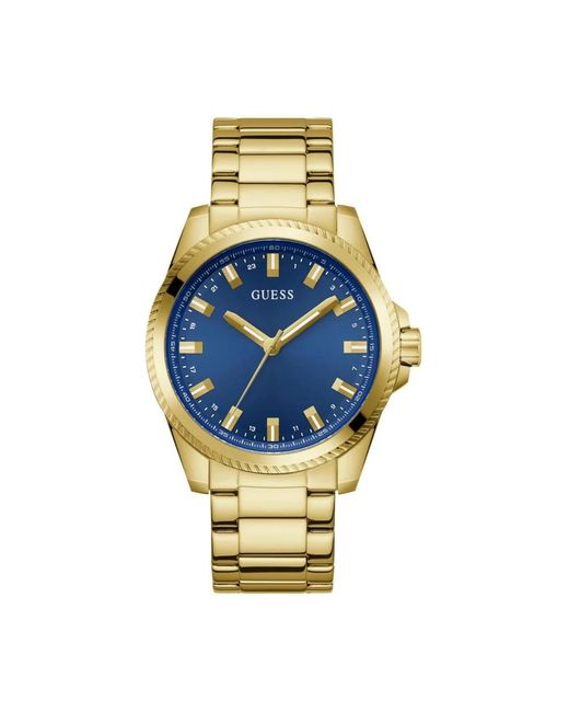 Oro e blu champ orologio in acciaio inossidabile di Guess in Metallic da Uomo