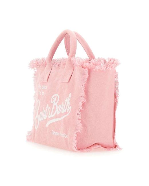 Mc2 Saint Barth Pink Rosa Canvas-Handtasche Mit Fransendetail