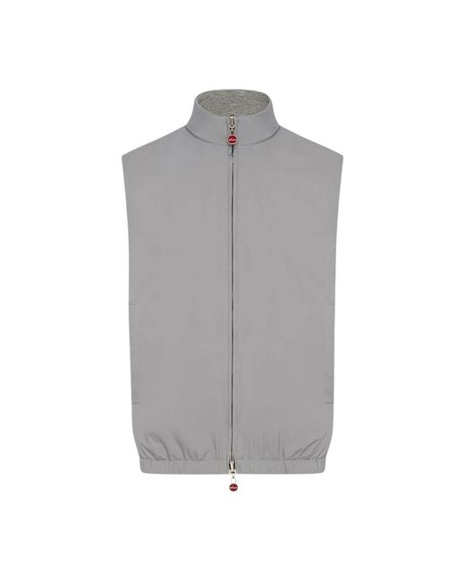 Kiton Jassen ,Grijs ,Kasjmier Omkeerbaar Zijden Gilet Jas in het Gray voor heren