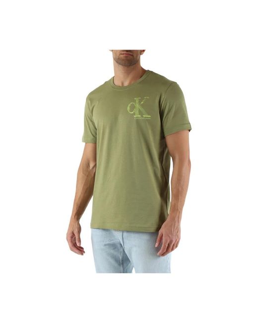 Calvin Klein Baumwoll logo print t-shirt in Green für Herren