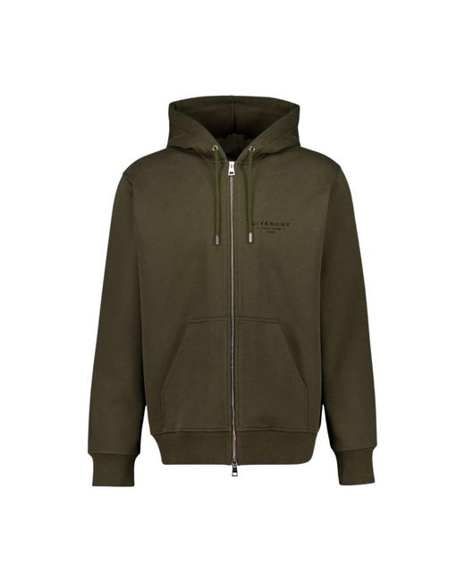 Givenchy Hoodies & Sweatvesten ,Groen ,Katoen Hoodie Met Rits in het Green voor heren