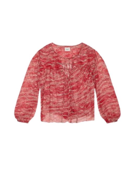 Isabel Marant Overhemden ,Rood ,Chiffon Gedrukte Chiffon Gerimpelde Top in het Red
