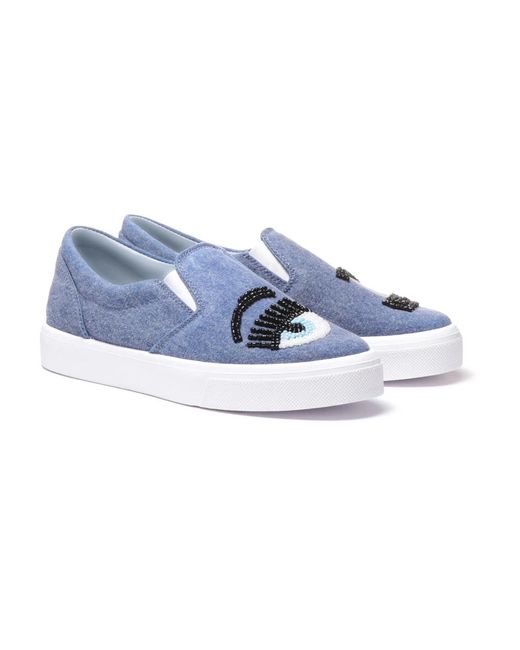 Chiara Ferragni Blue Denim slip-on sneakers