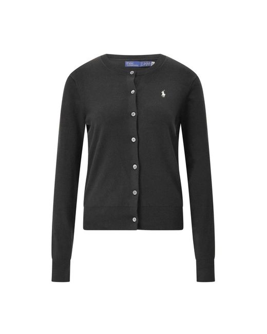 Polo Ralph Lauren Truien & Vesten ,Zwart ,Katoen Logo Gebreid Vest in het Black