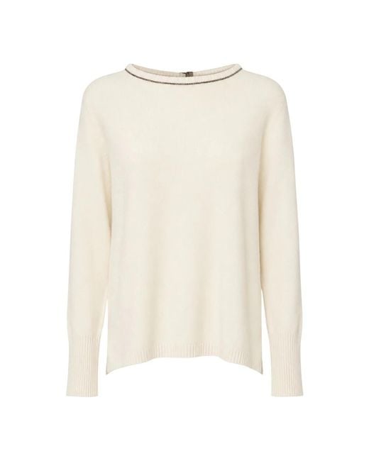 Kangra White Round-Neck Knitwear