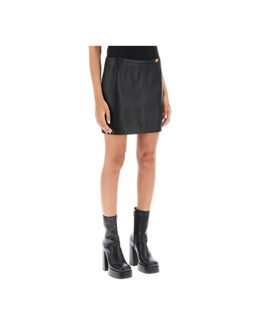 Versace Black Leather Skirts