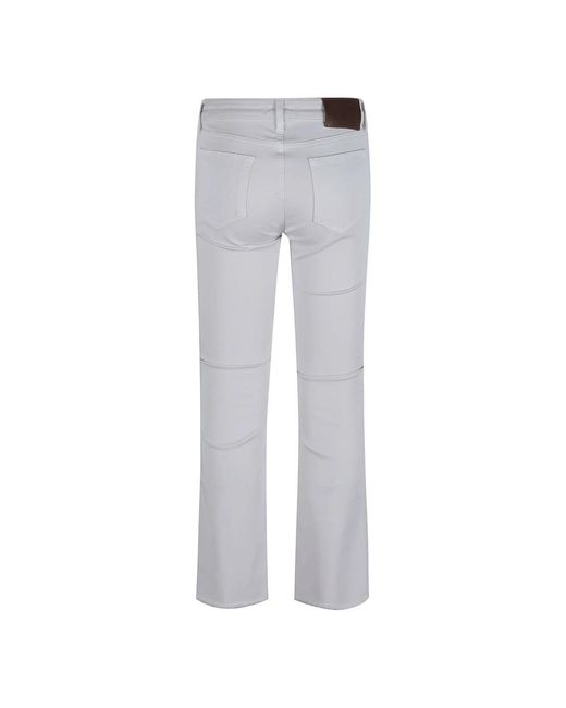 Fay Broeken ,Wit ,Katoen Stretch Katoen Broek Met Rafelrand in het Gray