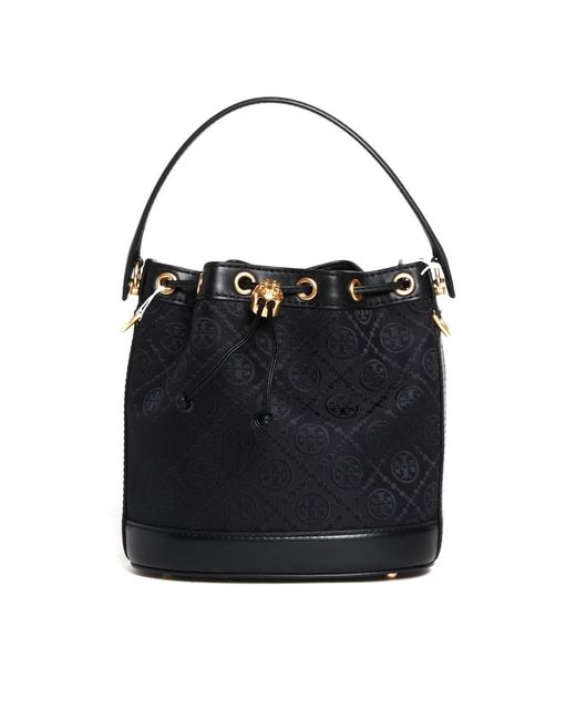 Borsa secchiello monogramma nera di Tory Burch in Black