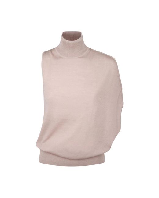 Gilet in lana asimmetrico neutro taupe di Calvin Klein in Pink