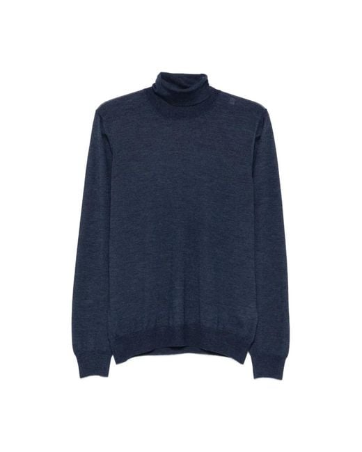 Barba Napoli Luxuriöser Wollseiden Rollkragenpullover in Blue für Herren