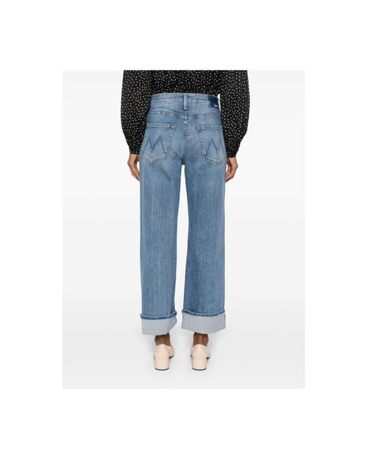 Mother Blue Denim dodger jeans mit umgeschlagenem saum