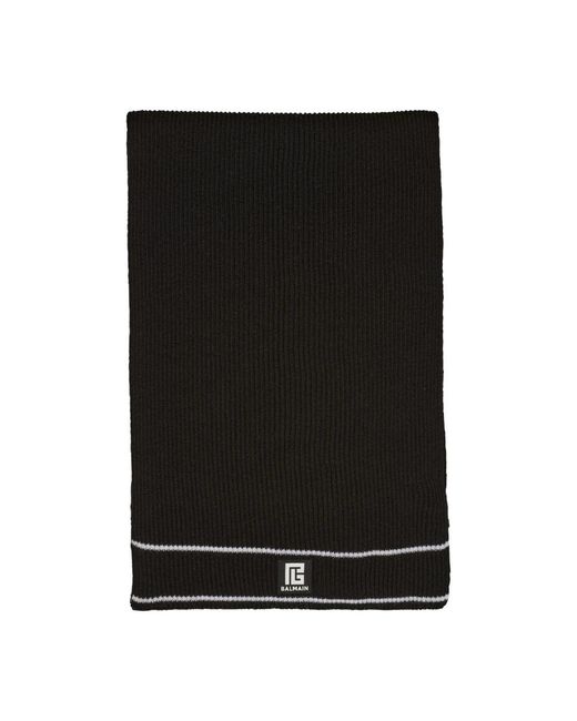 Sciarpa con patch in lana di Balmain in Black da Uomo
