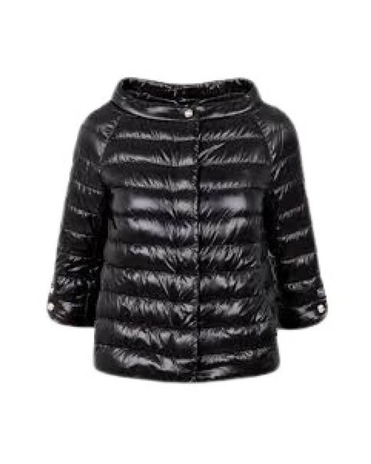 Herno Jassen ,Zwart ,Nylon Zwarte Cape Met Eivormige Stijl in het Black