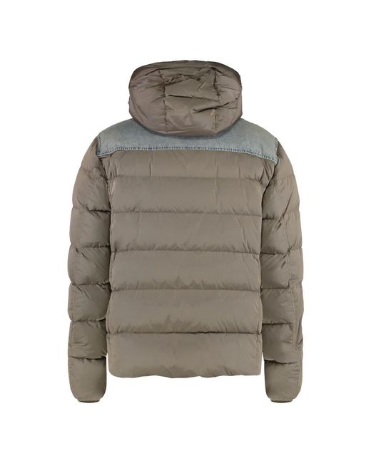Moorer Jassen ,Grijs ,Denim Gewatteerde Donsjas Met Denimdetails in het Gray voor heren