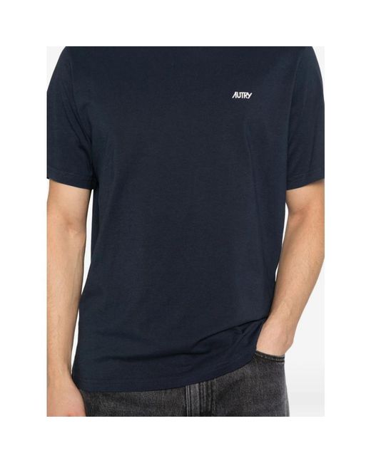 Autry Tops ,Blauw ,Katoen Embroidered Logo Tee in het Blue voor heren