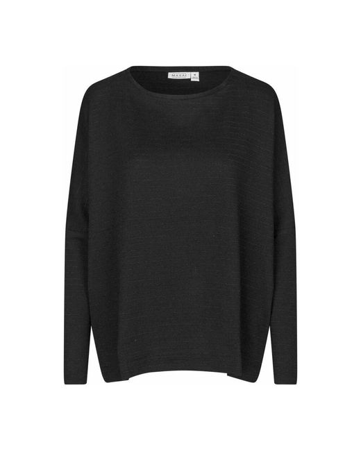 Masai Black Schwarze Glitzerbluse, Lockere Passform