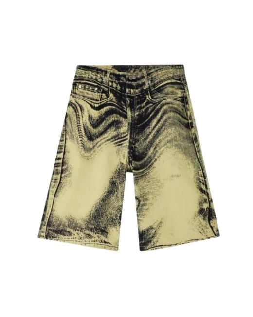 Camper Korte Broeken ,Geel ,Denim Distorted Denim Shorts in het Green voor heren