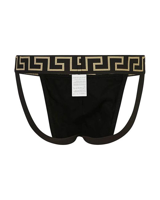 Versace Schwarzer griechischer rand jock strap in Black für Herren