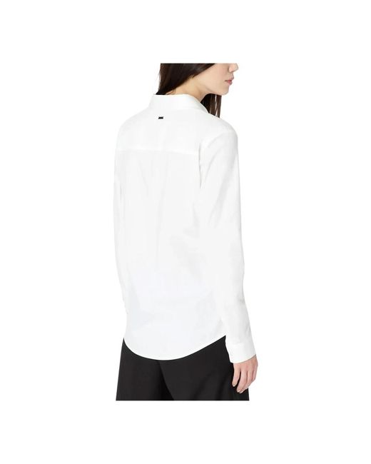 Armani Exchange White Weiße bluse mit kragen und knöpfen