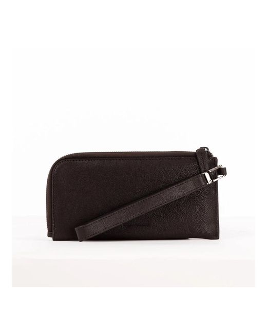 Piquadro Black Leder-Clutch-Geldbörse Mit Reißverschluss