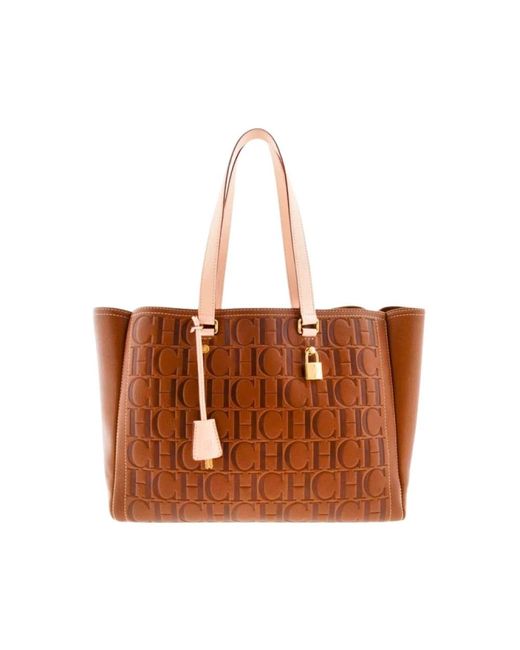 Cognac borsa a mano chiusa per tutto il giorno di Carolina Herrera in Brown