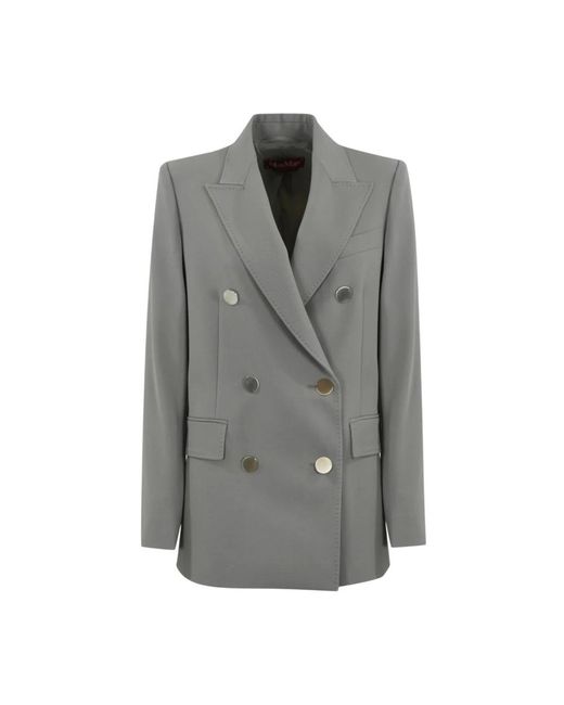 Max Mara Elegante Double-Breasted Blazer in het Gray