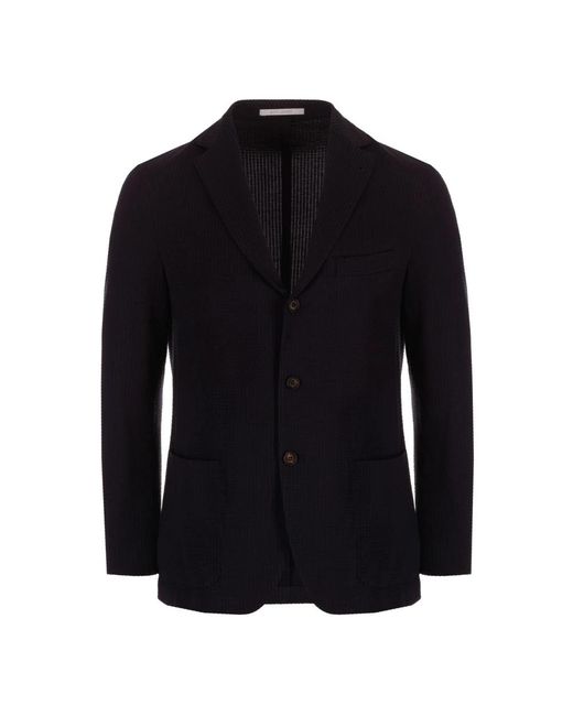 Eleventy Jassen ,Blauw ,Katoen Rechtgesneden Donkerblauwe Katoenen Blazer in het Black voor heren