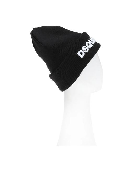 DSquared² Black Beanies for men