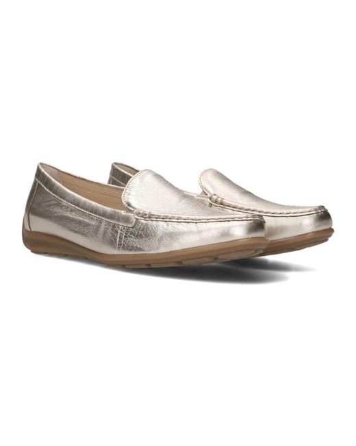 Gabor White Goldene Leder Mokassins
