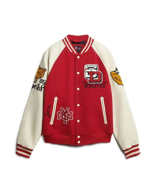 Superdry Klassische Amerikanische College Varsity Patched Jacke in Red für Herren
