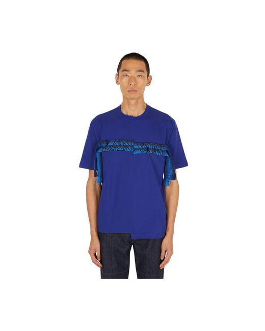 T-shirt con logo asimmetrico di Lanvin in Blue da Uomo