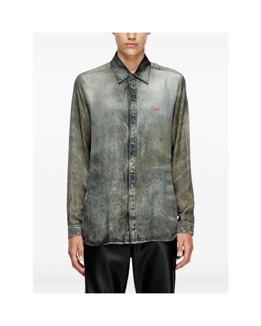 DIESEL Green Denim Shirts for men