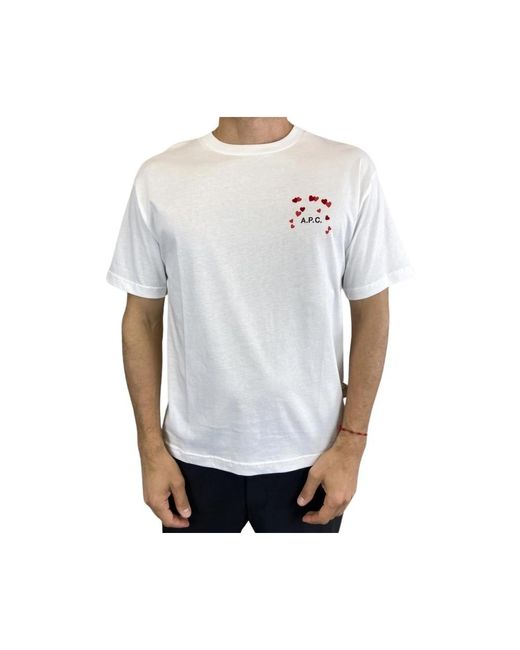 A.P.C. Weißes t-shirt mit kurzen ärmeln in White für Herren