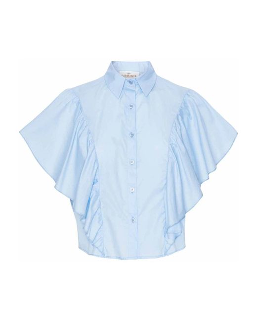 Karmamia Blue Hellblaue Rüschenärmelbluse