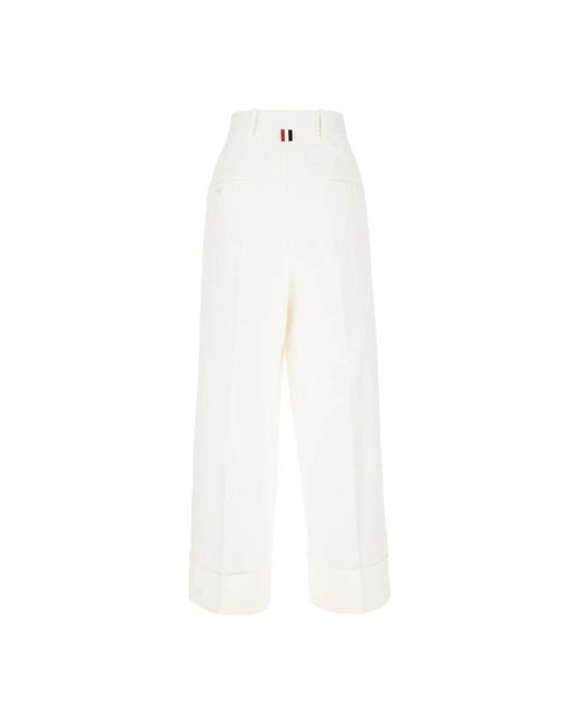 Thom Browne White Wide Trousers