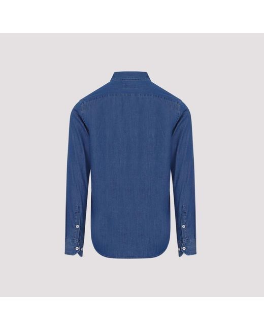 Giorgio Armani Blaues denim baumwollhemd ss24 in Blue für Herren